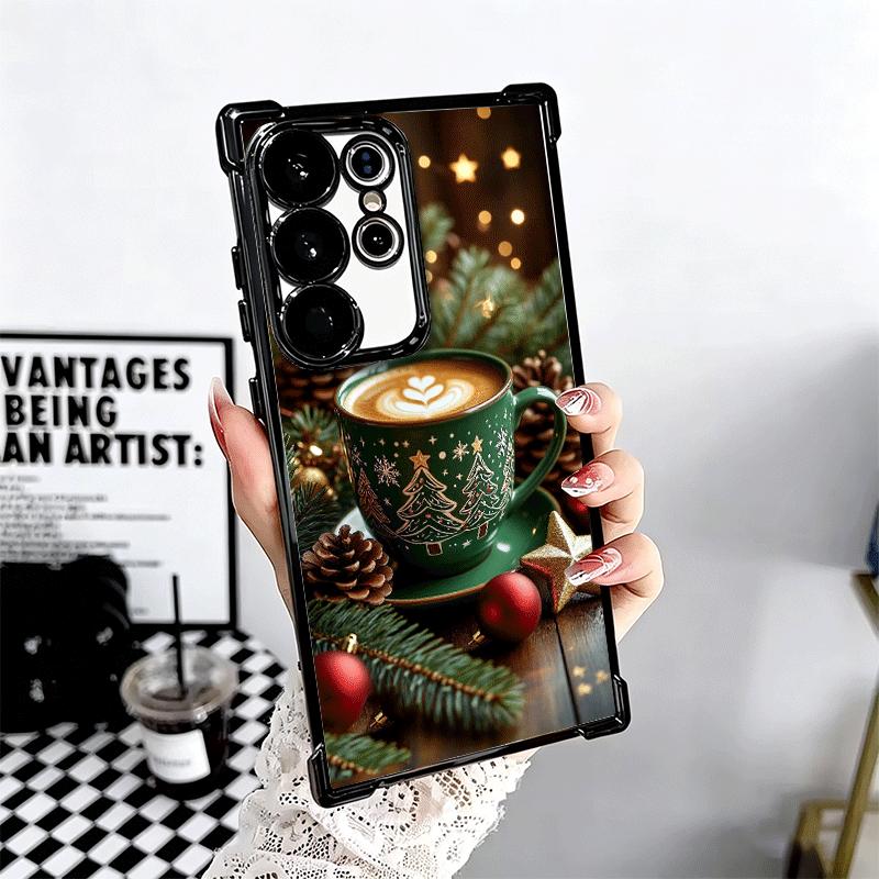 Зимний Кофе Рождественская Тема Покрытие Чехол для Телефона Для Samsung Galaxy S24 S25 FE S26 Edge S23 Ultra S22 S21 Plus S20 Противоударный Воздушный
