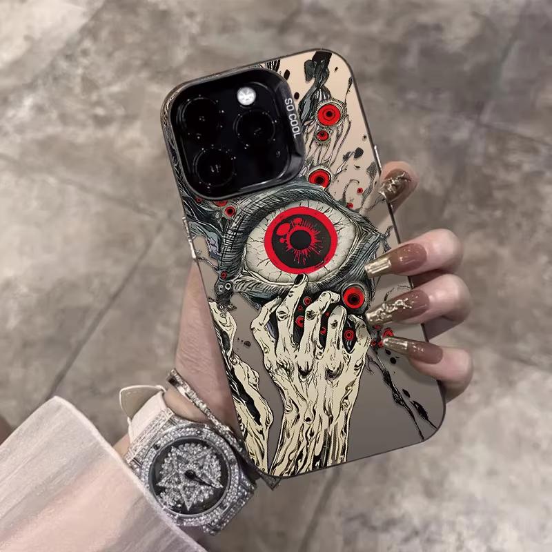 Жуткий Стиль Глаз Рисунок Чехол для Телефона Для iPhone 16 15 14 13 12 11 Pro Max 7 8 Plus XR XS Max Ударопрочный Силиконовый Покрытие Чехол