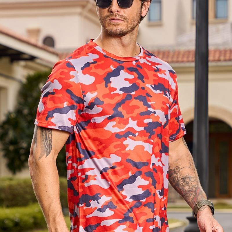 Camouflage Men's Tshirt Casual Comfortable Streetwear Summer Outdoor Short Sleeve Crew Neck Sports Top Training T-shirt