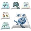 3D White Bedding Set Tortoise Print Quilt Cover Pillowcase Double Bed Full Size Bedspread Set Washable Comfortable Home Decoration