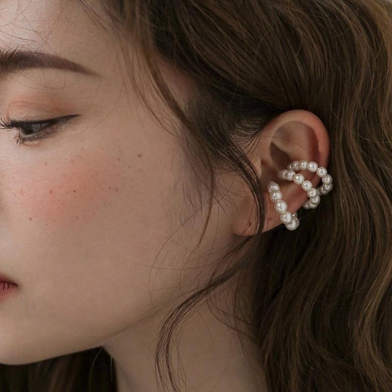 Жемчужный кафф-клипса на ухо, серьги без прокола, кольцо на ухо C-образной формы, минималистичные серьги для женщин, модная бижутерия