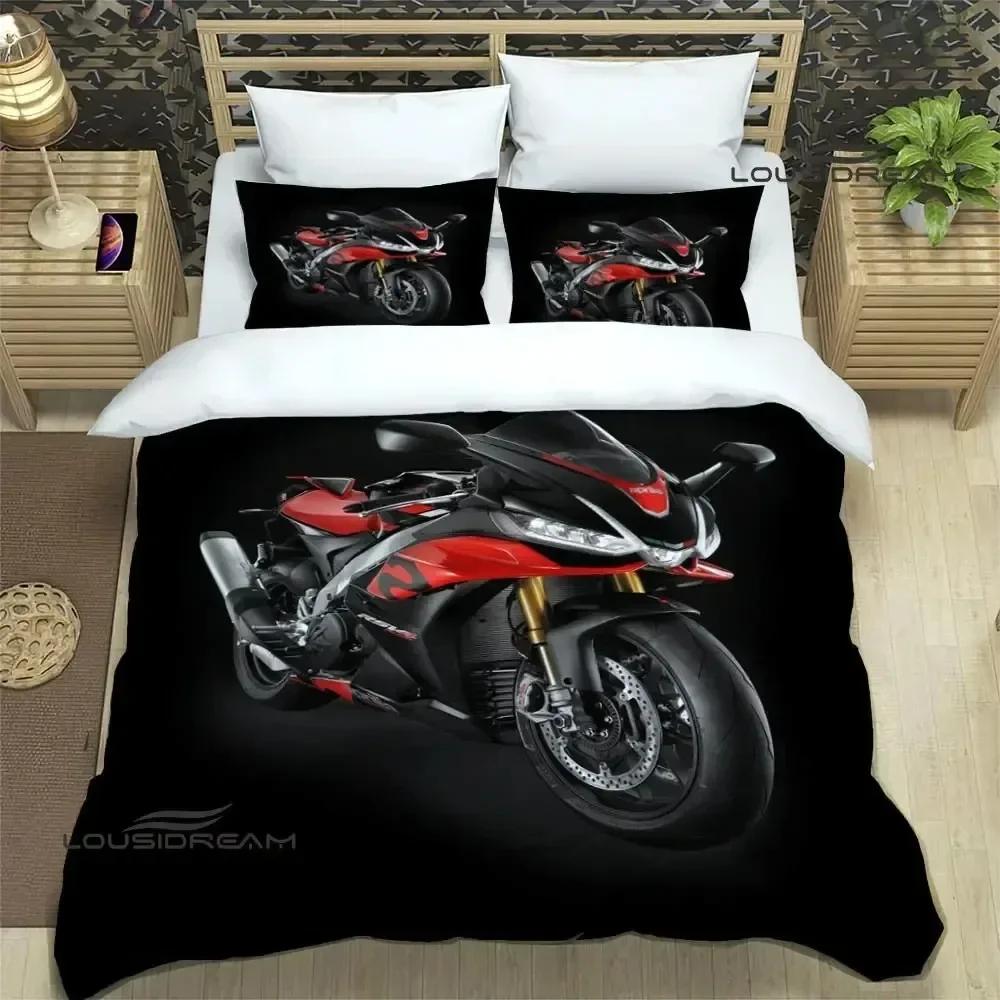 Мотоцикл Aprilia 3D НОВЫЙ Пододеяльник Наволочка Комплект постельного белья Взрослый Мальчик Девочка Украшение спальни Детский Односпальный Двуспальный Большой