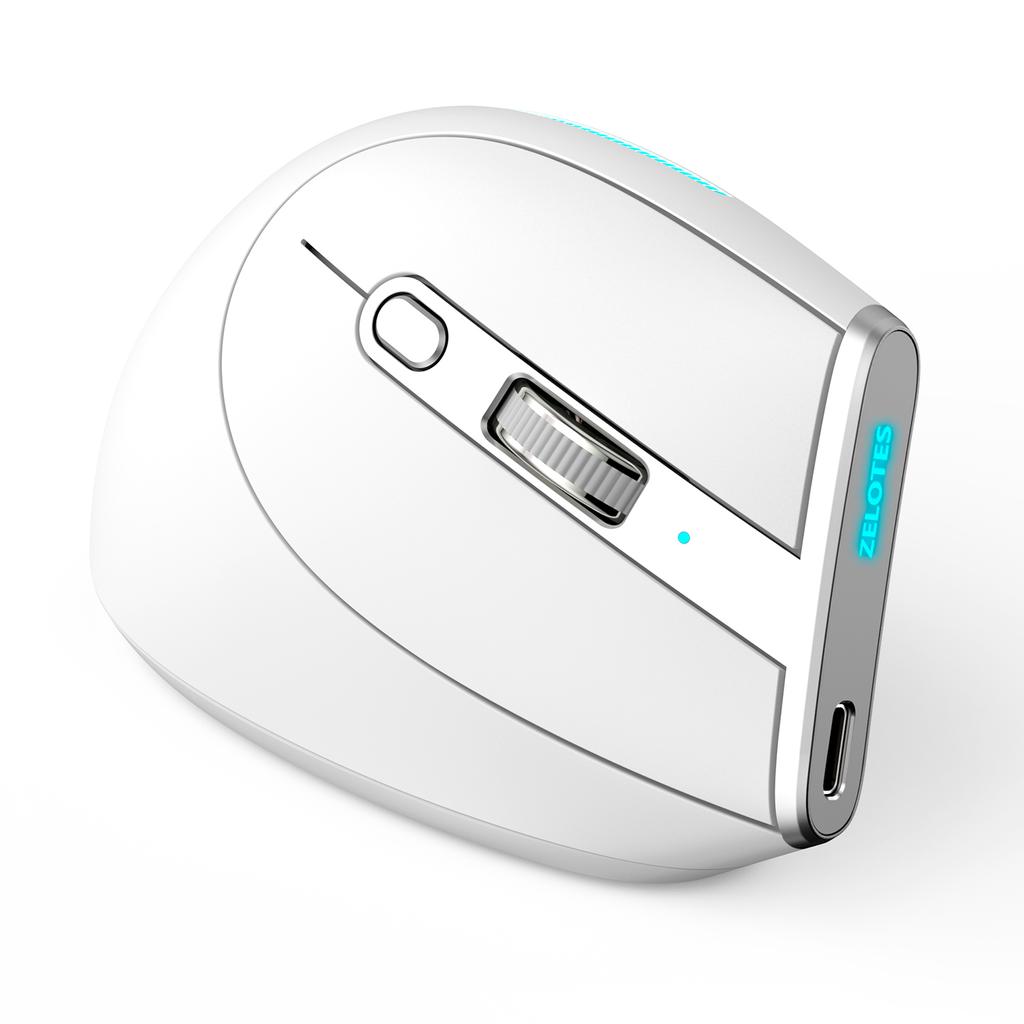 ZELOTES F-36 Беспроводная вертикальная Bluetooth-мышь 2,4G, полноцветная подсветка, 8 клавиш, программирование, пять точек на дюйм