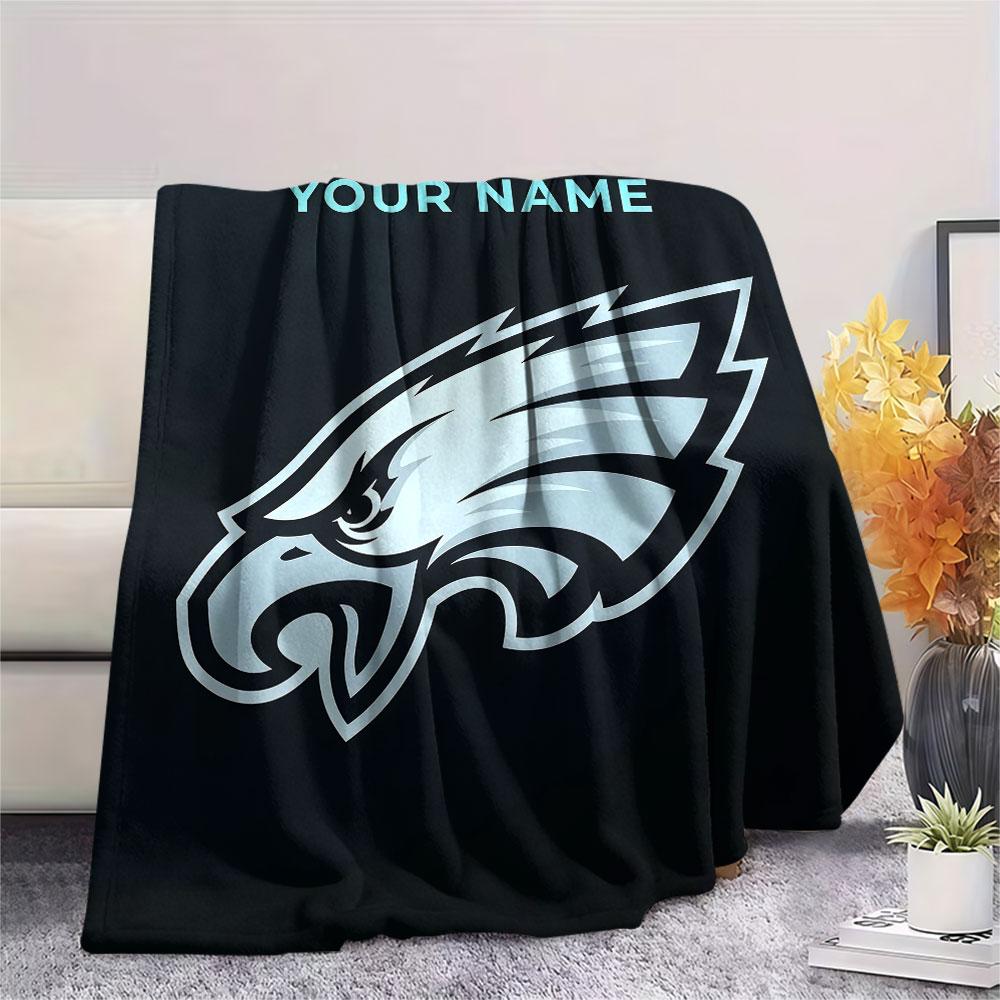 Custom Name,Philadelphia Eagles Printed Flannel Blanket, soft throw for bedroom sofa, washable, Christmas present, great gift.
