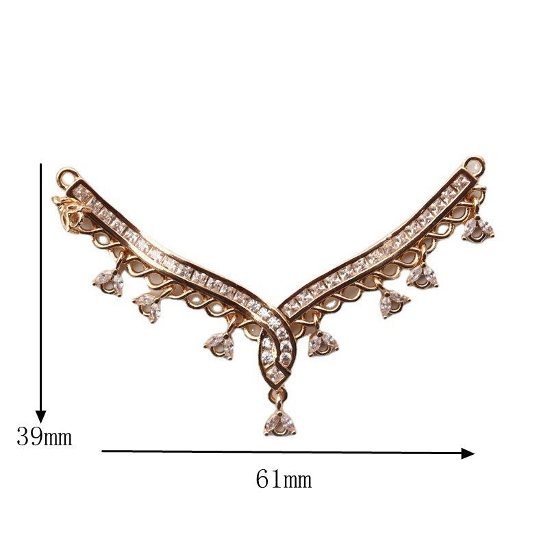 Meier Zircon micro-embedded large v-shaped tassel pendant hairpin clothing accessories diyretro palace style necklace