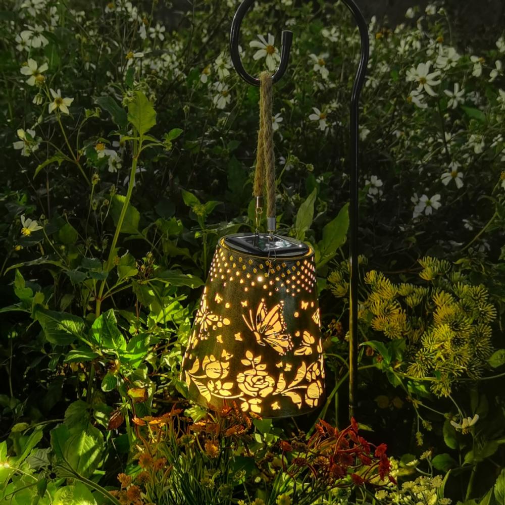 Солнечная лампа-бабочка, уличное украшение для сада, водонепроницаемая лампа из кованого железа, садовая планировка, управление светом, полая лампа