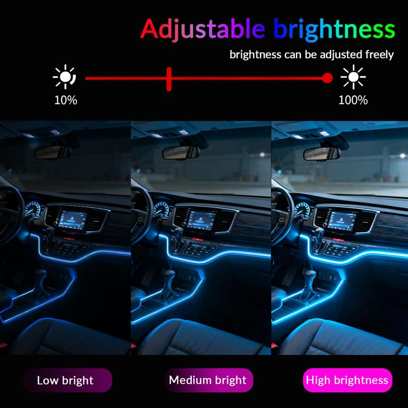 6/10/18 in 1 Symphony RGB Neon Light Car Ambient Light Interior Acrylic LED Strip Decoration Atmosphere Lamp by APP Control