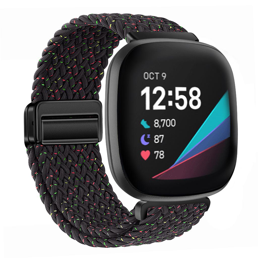 Плетеная нейлоновая петля-ремешок для Fitbit Versa 4/3, регулируемый металлический магнитный браслет-ремешок для Fitbit Sense 2/1, аксессуары для ремешка