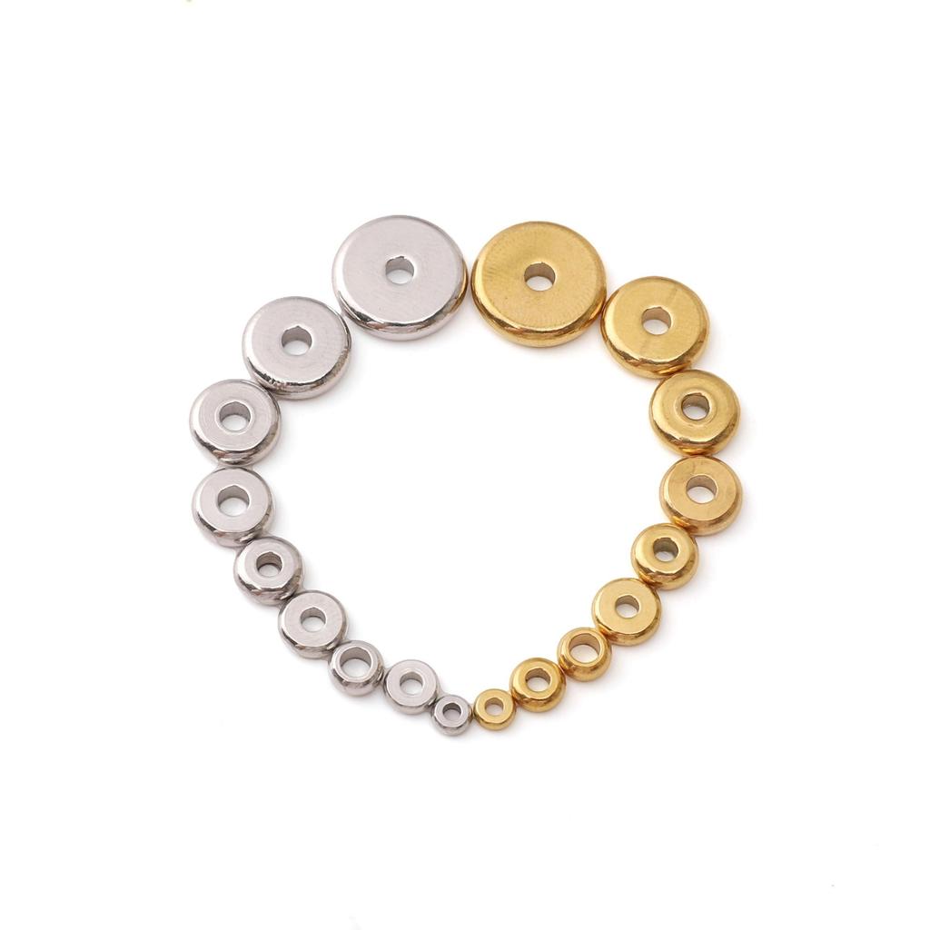 5-100 шт. Плоские круглые бусины-разделители из нержавеющей стали для изготовления браслетов, ожерелий и других ювелирных изделий своими руками