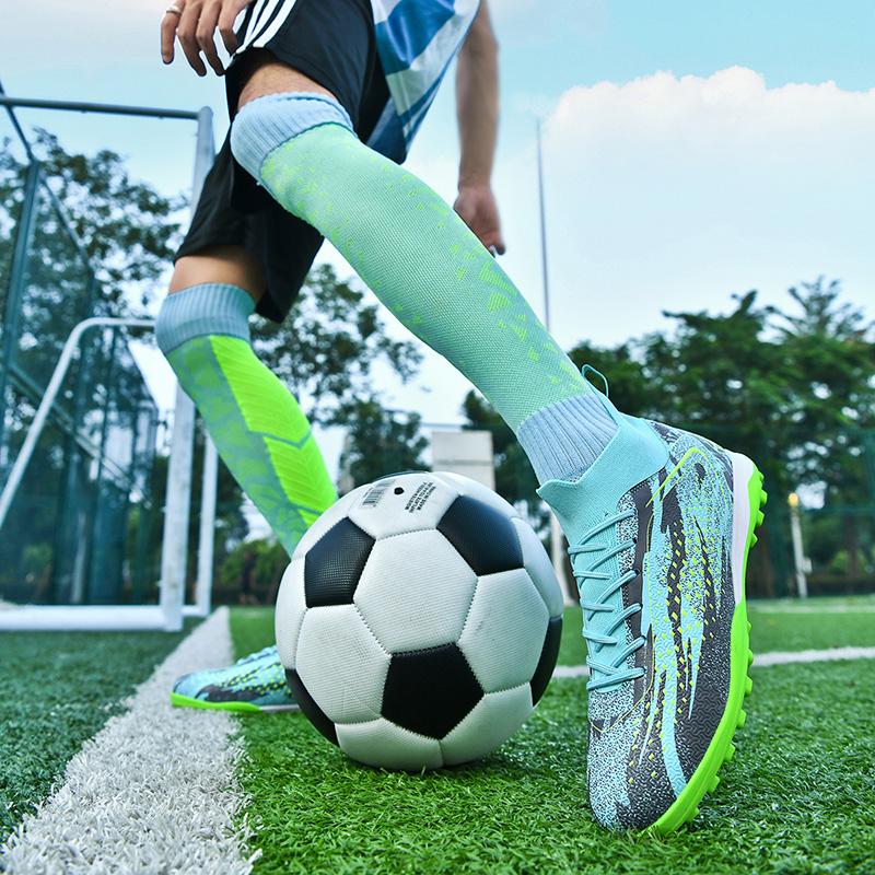 34-46 Мужские футбольные бутсы резиновые мягкие подошвы короткие шипы искусственный газон кожаные детские футбольные бутсы для молодежи