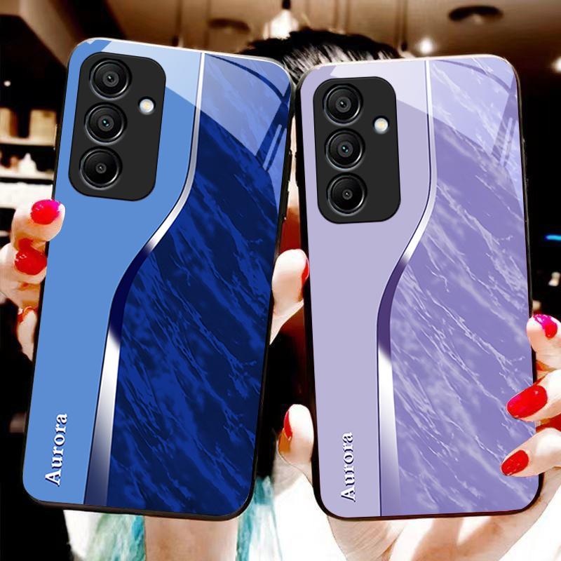 Фиолетовый с узором из воды Для Samsung Galaxy A15 5G 54 4G 51 50 24 35 90 71 12 51 53 52S 80 22 34 Черный Чехол для телефона из закаленного стекла