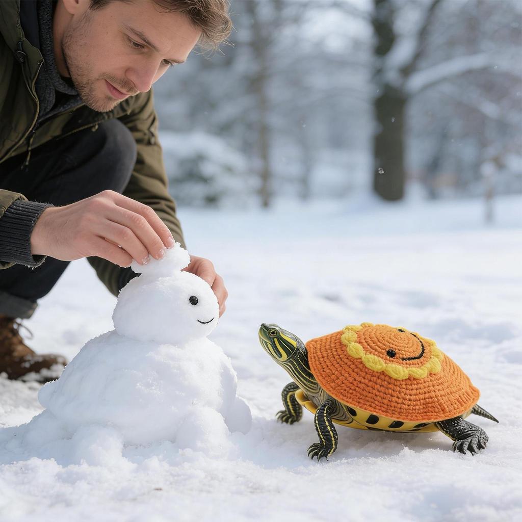 Tortoise Sweater Sunflower Design Warm Knitted Costume With Adjustable Elastic Strap Pet Costume Sweater For Small Animal Winter