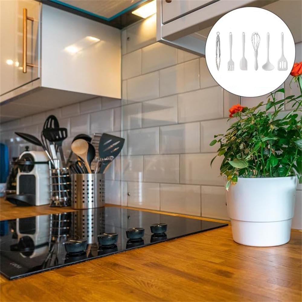 6-Piece Mini Silicone Kitchen Utensil Set - Heat-Resistant Non-Stick Kitchen Tools, Includes Spatula, Scraper, Whisk, Food Tongs