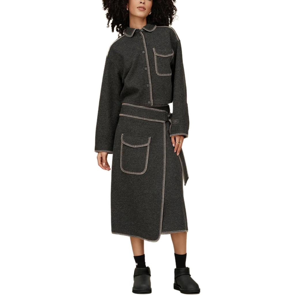 UGG Карманный Лацкан Однобортный Длинный Рукав Куртка Женские куртки 1172213-BHTHR