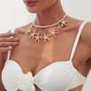 Beach Style Pearl Shell Necklace Double Layer Exaggerate Metal Necklace Starfish Necklace  Women