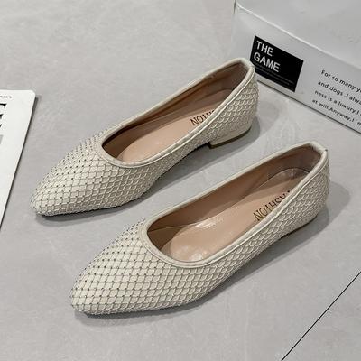 Модные женские туфли на плоской подошве, осенние, новые, с острым носком, мелким горлом, со стразами, мягкая подошва, нескользящие, износостойкие, на низком каблуке