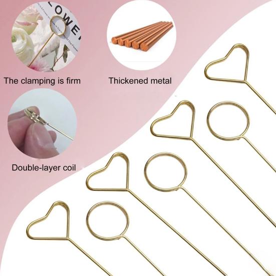 100 Pcs Metal Floral Place Card Holder Round Star Heart Shape