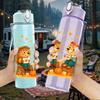 1PC Twin Ginger Cats Art 750ml Color Plastic Sports Water Bottle Leakproof Flip Straw Lid Suitable for Sports Office Home Use