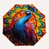 Peacock Feathers Theme 8 Bone Hand Automatic Folding Fashion umbrella, Compact and Portable Design, A Perfect Gift for Birthday, Christmas o