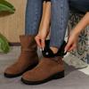 Модная осенняя обувь для женщин 2024 года, женские римские сапоги с круглым носком в стиле ретро, удобные и теплые зимние замшевые сапоги на платформе Botas De Mujer