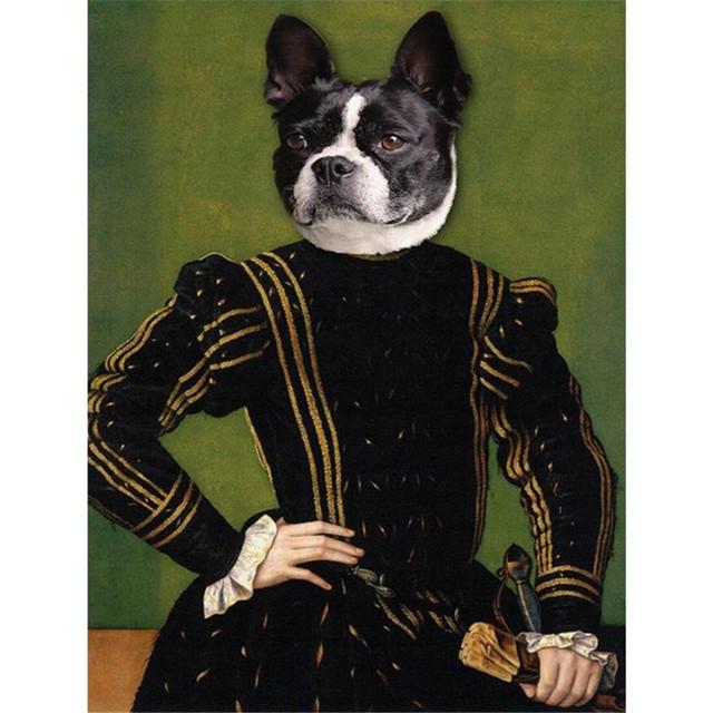 Винтажный портрет головы животного, картина маслом человеческого тела, скандинавский плакат, портретный плакат с изображением кошки-оленя и собаки, печатное настенное искусство