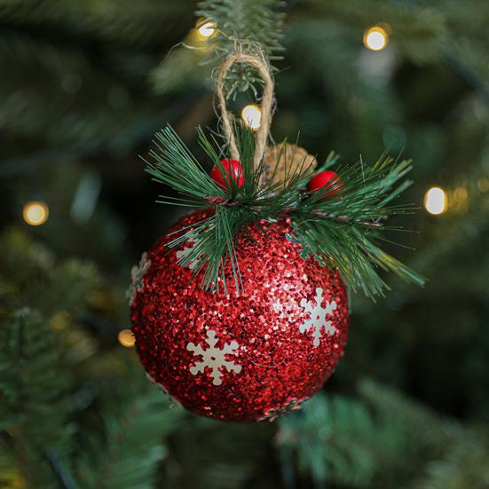 Блестящий Рождественский Шар Орнамент Блестки Пенопластовый Шар Орнаменты с Ягодами Шишками Рождественская Елка Подвесные Украшения для Праздничного Домашнего Вечернего Декора