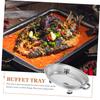 Hoement Stainless Steel Buffet Tray, Oval, Fish Serving Plate with Glass Cover for Food Protection, Kitchen and Dining