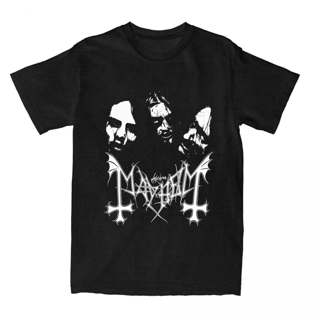 Мужская футболка Rock Band Mayhem Black Metal Футболка Винтажная 100% Хлопок Короткий рукав Круглый вырез Футболка Женская EU Размер Унисекс Топы