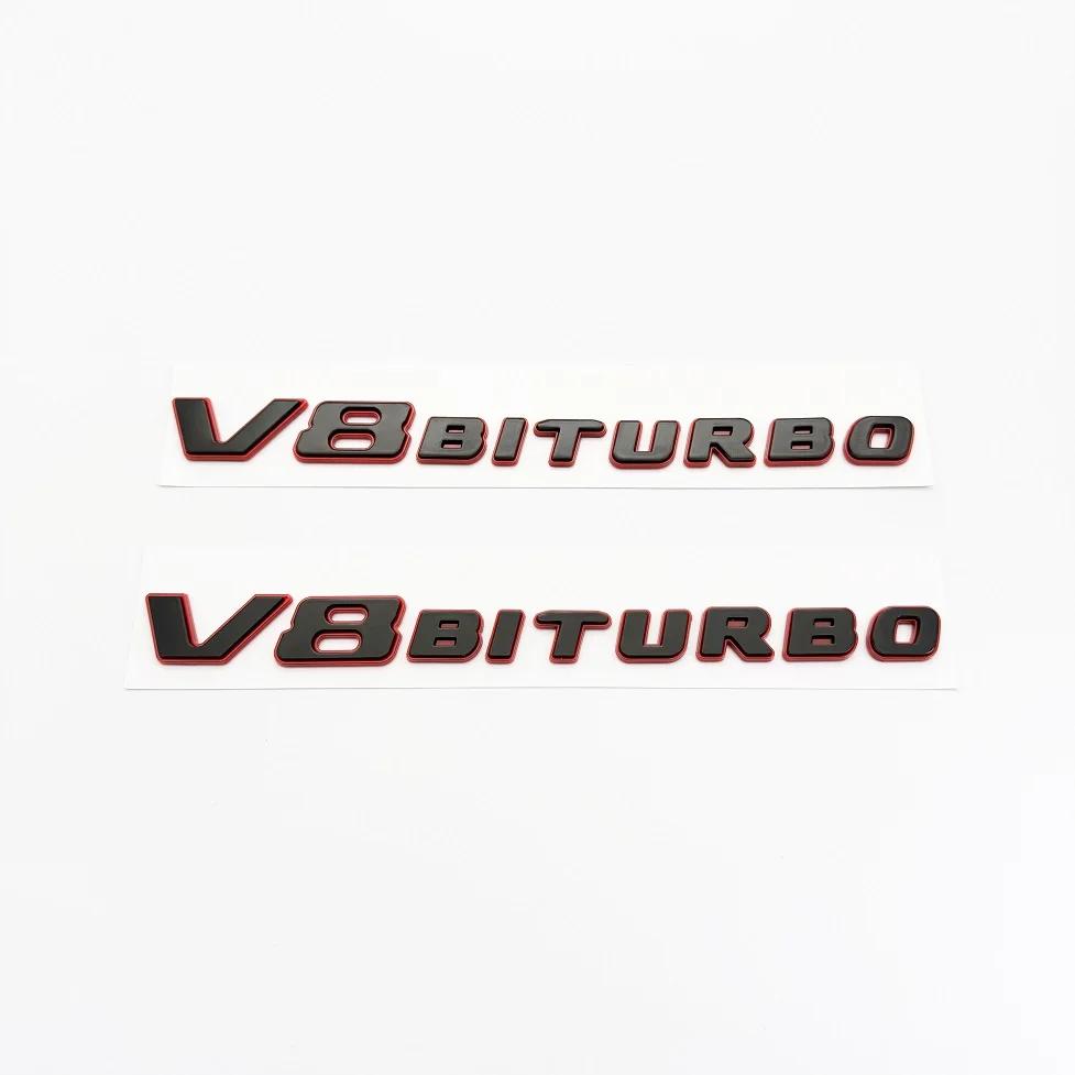 New color blocking Letter V8 BITURBO Emblem for Mercedes Benz AMG Car Styling Fender Logo Sticker Chrome Black Red Accessories qq1