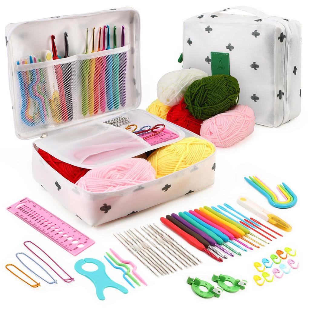 Beginner Crochet Kit with Multi-color Storage Bag and Yarn Accessories