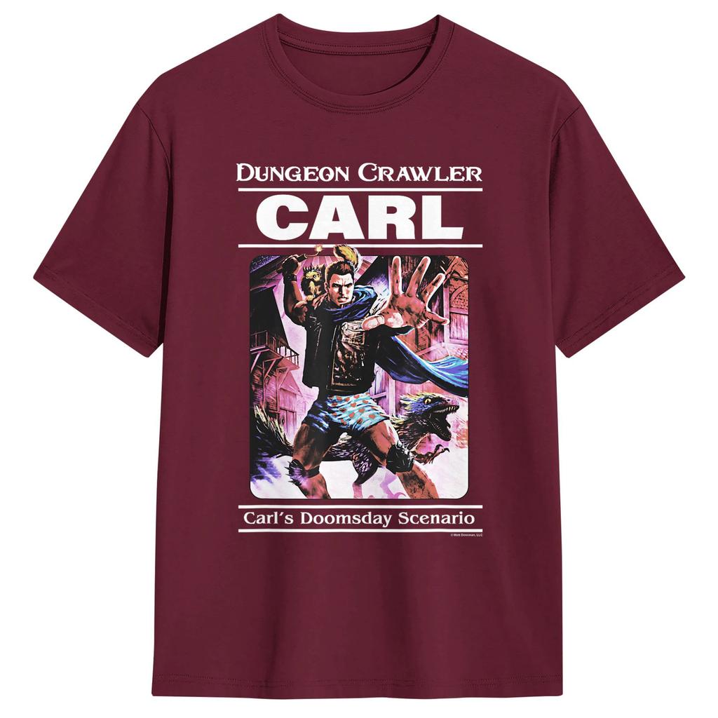 Винтажная футболка Винтажная книжная иллюстрация Бумажная обложка Dungeon Crawler Carl Хлопковые футболки Модная футболка Летняя Потрясающая одежда
