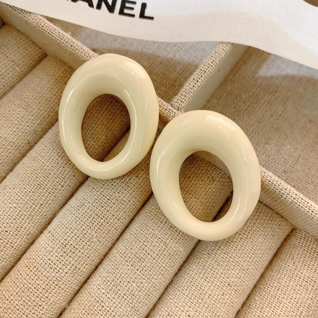 Japanese Simple Design Sense Irregular Drip Glaze Hollow Round Earrings Design Personalized Stud Earrings Versatile Earrings