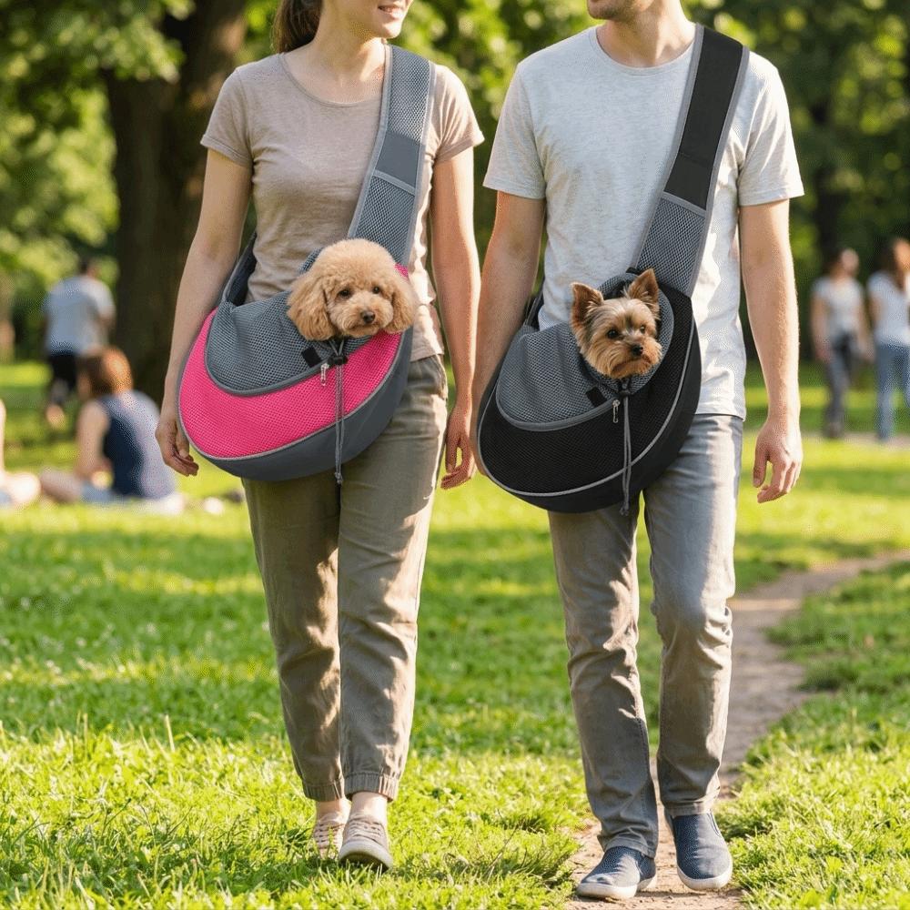 Breathable Mesh Crossbody Pet Bag Adjustable Strap Pet Travel Backpack  Pet Outing