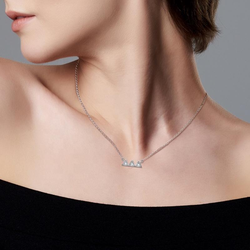 Popular Dainty Three Moissanite Gemstone Move Mountains Hill Pendant Necklace 18k Gold Plated Silver 925 Jewelry