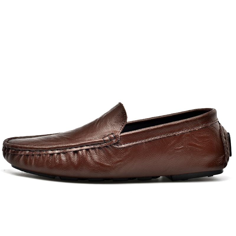 Кожаные мужские повседневные туфли удобные мужские мокасины дышащие черные туфли для вождения без застежек большие размеры 37-47 мокасины итальянские