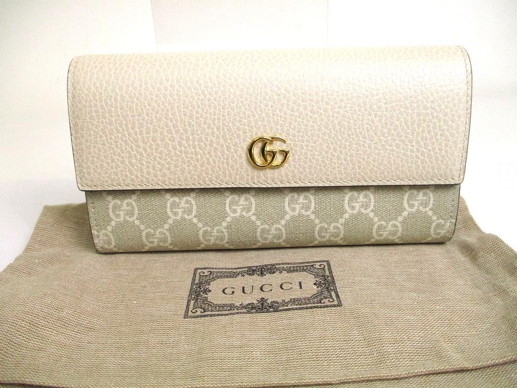 Оригинальный GUCCI Marmont G Белый Кожаный Континентальный Кошелек На Клапане Длинный Кошелек #a709 Открытая коробка