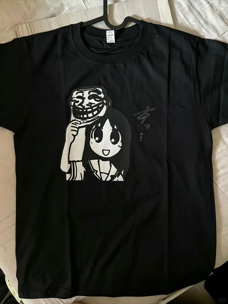 Модная Вирусная Футболка с Мемом Милая Аниме Девушка в Маске Troll Face Черный Минималистичный Принт Ins Трендовые Хлопковые Оверсайз Топы в Стиле Харадзюку