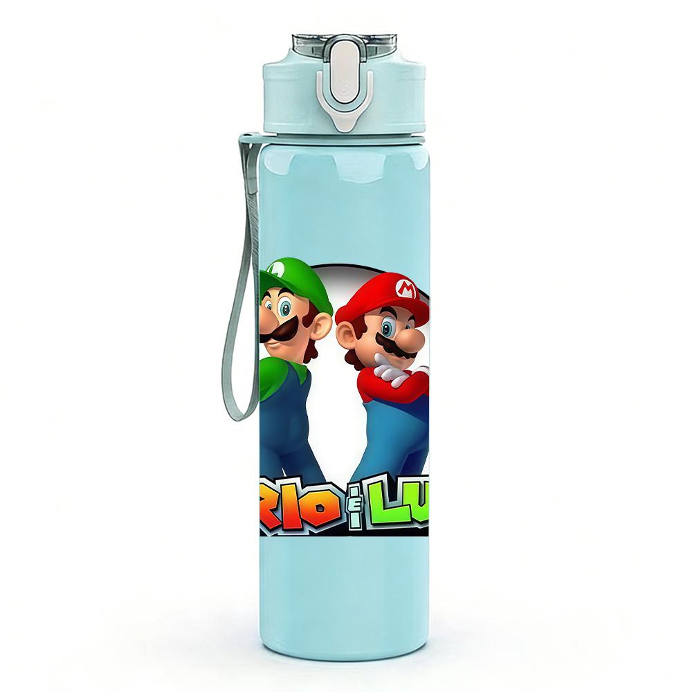 1PC Mario And Luigi Brother Duo 750ml Color Plastic Water Bottle Leakproof Flip Straw Lid For Sports Office Home Use
