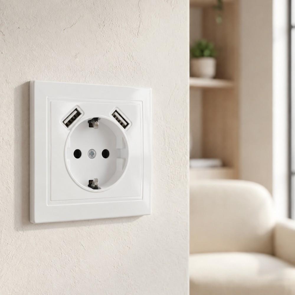 EU Standard Wall Socket 5V 2A Power Wall Outlet Universal USB Charger Power Socket Office Use
