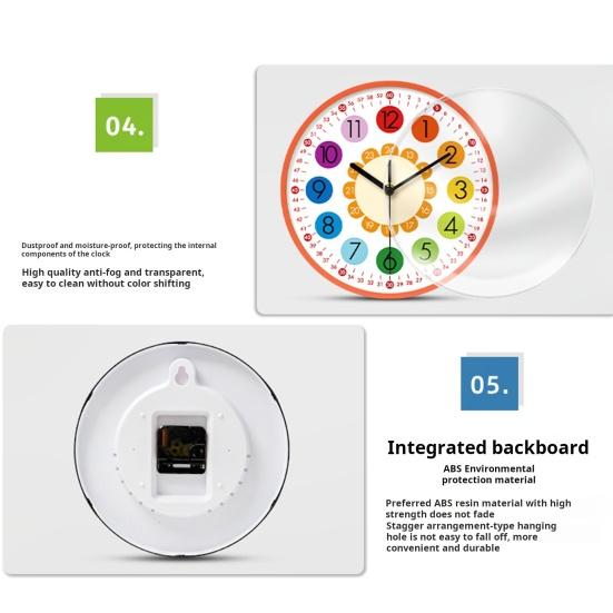 Настенные часы Научного дизайна Легко читаемые Бесшумные не тикающие Цветные часы на батарейках Классная комната Детский сад Время обучения Инструмент