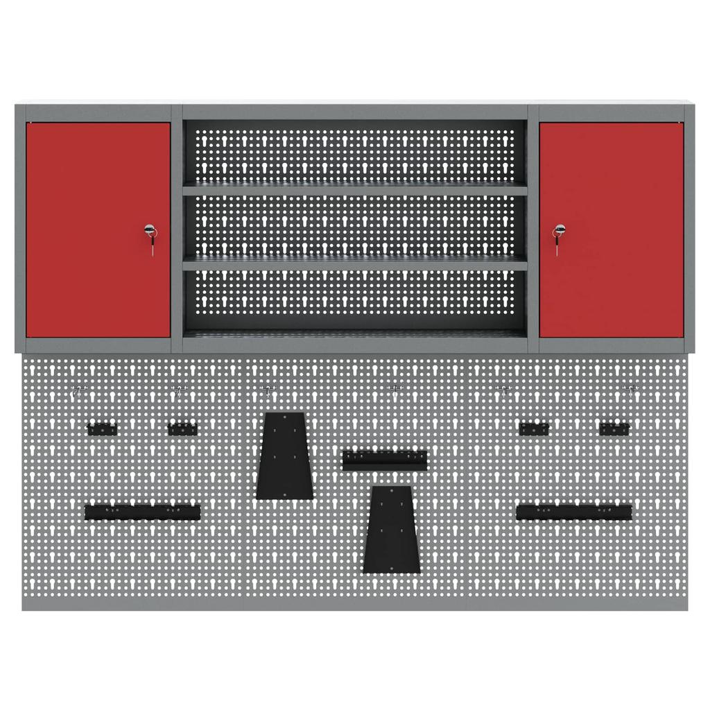 Tool Cabinet Set 4 pcs Red Powder Coated Steel