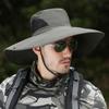 Summer UPF50+ Sun Hats For Women Men Large Wide Brim Bucket Hat Outdoor Male Breathable Mesh HiKing Fishing Hat Casual Beach Cap