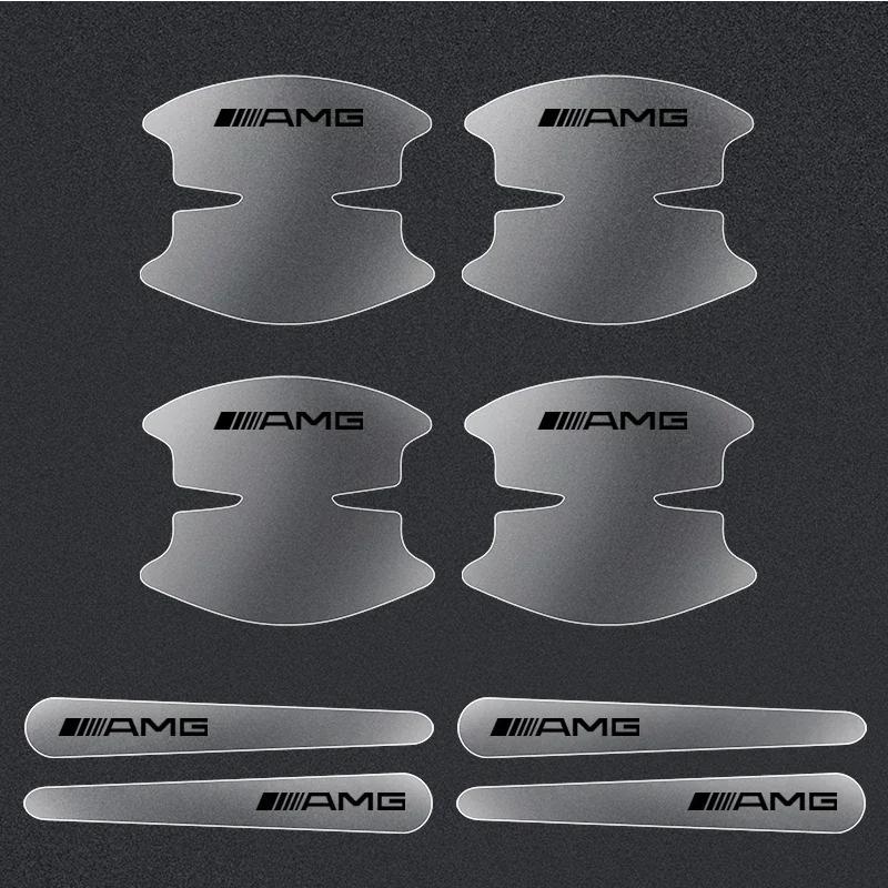RAT2 8Pcs Invisible Car Door Bowl Handle Anti-collision Protective Sticker For Mercedes Benz AMG W124 W202 W203 W204 W210 W211