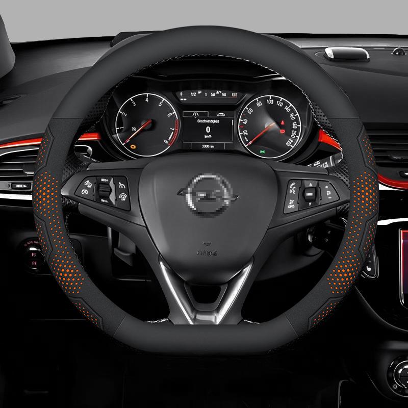 AAAEF1 Opel OPCline ASTRA CORSA INSIGNIA MOKKA VECTRA GTC Tigra Carbon fiber Suede Leather Car Steering Wheel Cover Auto Accessories