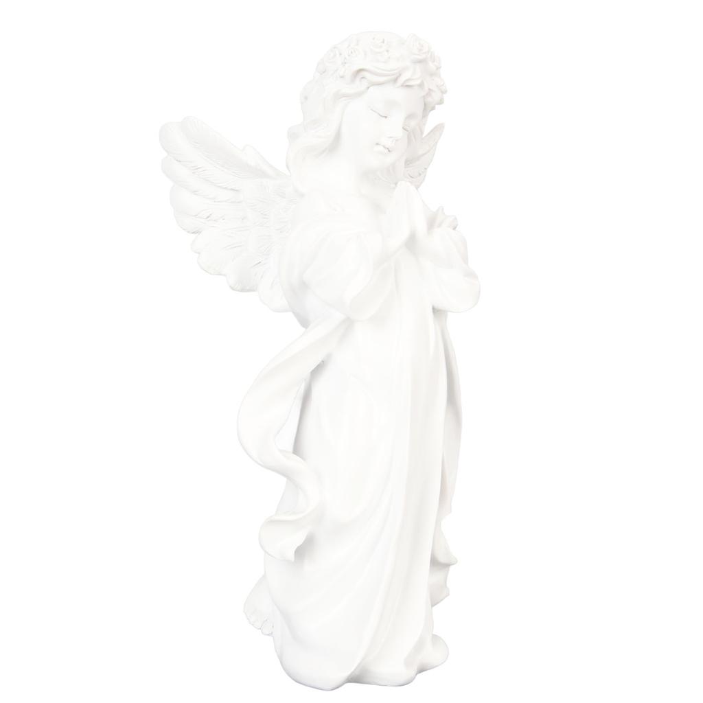 Статуэтка младенца-ангела белая высотой 10,8 дюйма, ручная резьба, богатая деталями, смоляная фигурка херувима для сада