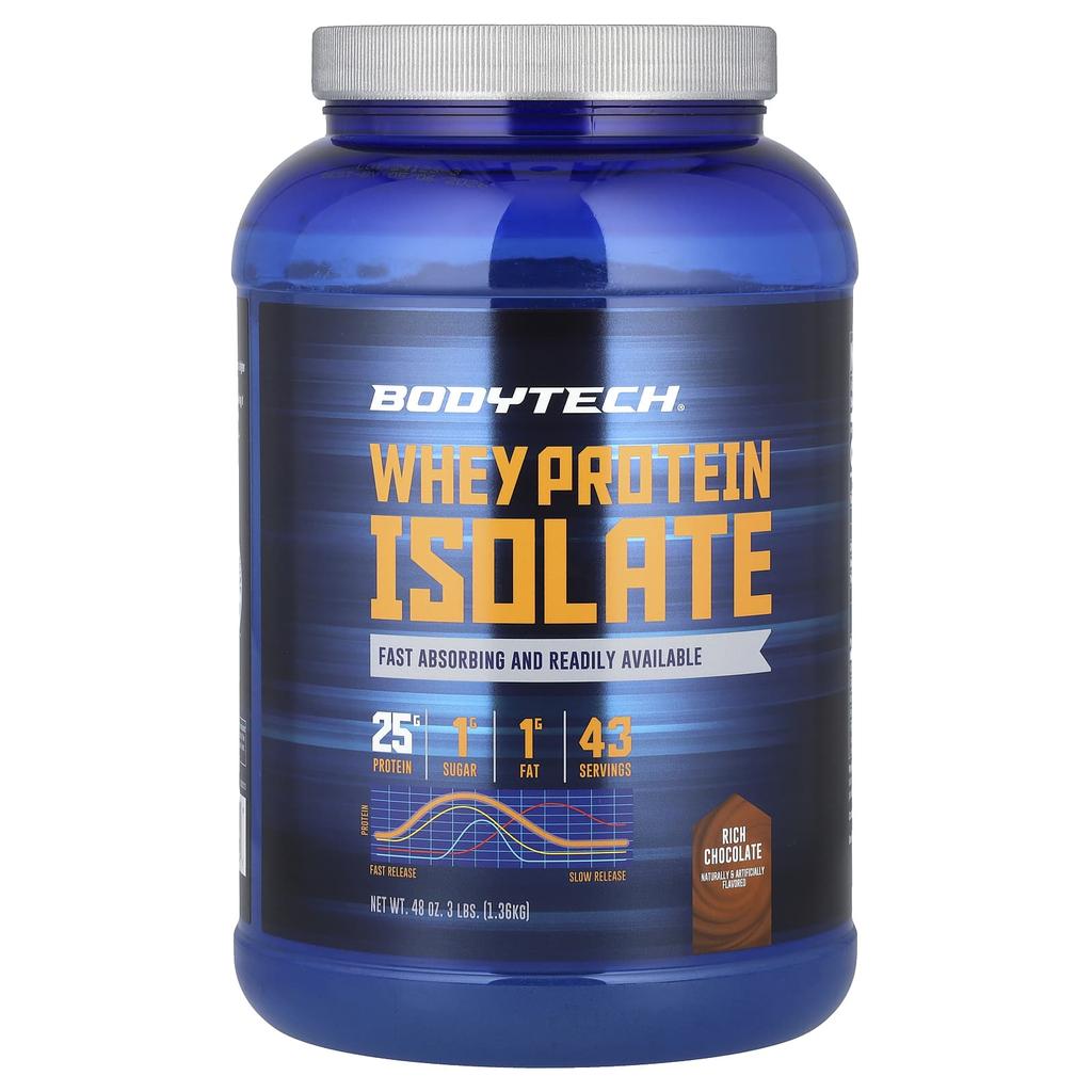 BodyTech Whey Protein Isolate, Rich Chocolate, 3 Lbs (1.36 Kg)