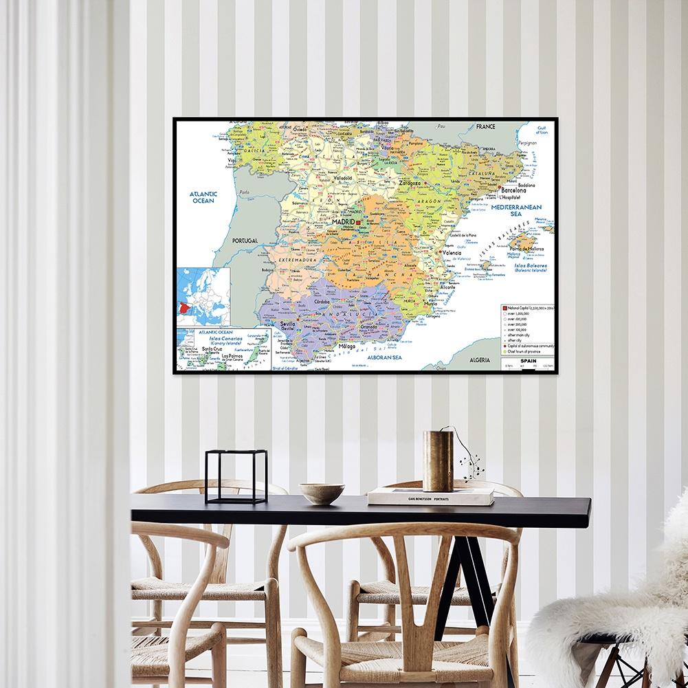 Administrative Map of Spain Canvas Painting Wall Art Poster School Supplies Living Room Home Decoration