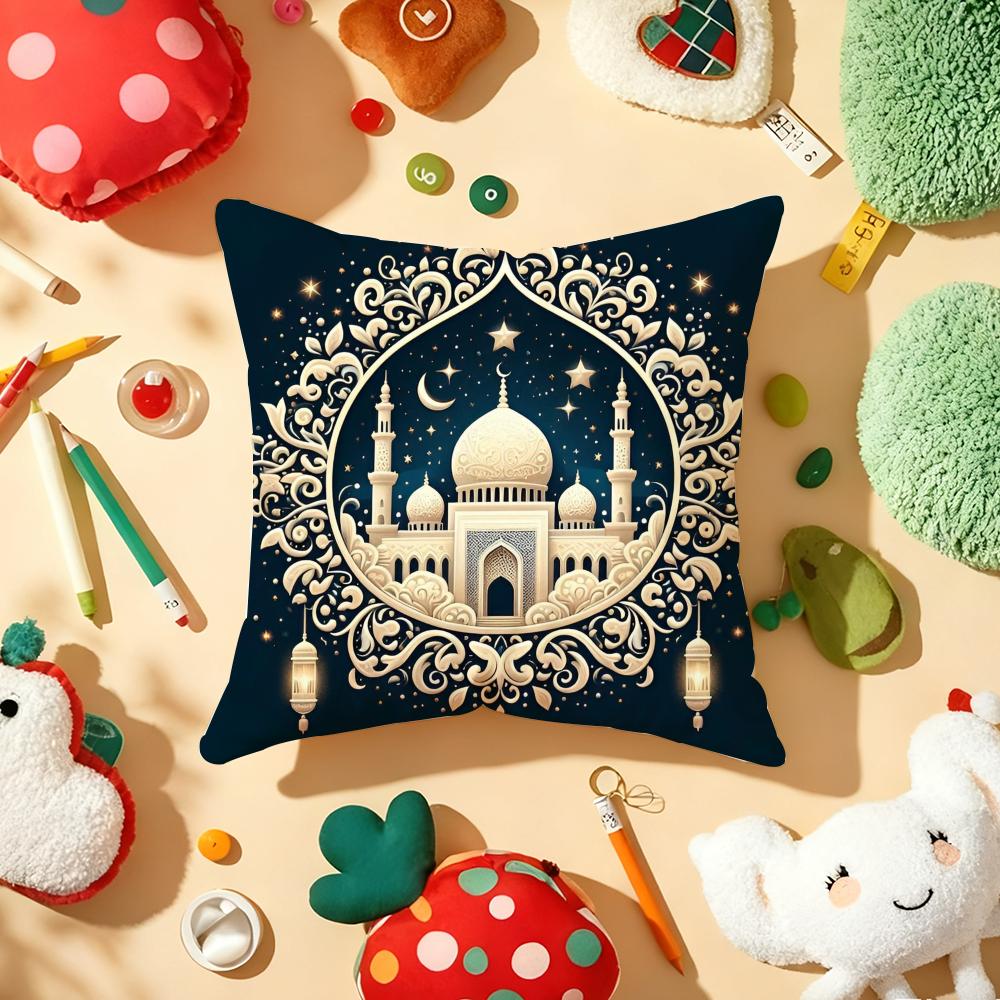 Ramadan Islamic Eid Muslim Halal Cushion Cover Plush Fabric Soft DoubleSided Printed Sofa Warm Winter Home Gift Pillow Cover