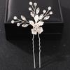 Crystal Flower Leaf Hairpin Rhinestone Bridal Wedding Hair Pin Clip For Women Bride Bridal Wedding Hair Accessories Jewelry Pin