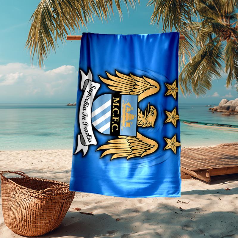 1PC Manchester City Crest Beach Towel - Soft, Absorbent Microfiber, Lightweight, Ideal for The Beach, Parties, Travel, Camping fan gifts